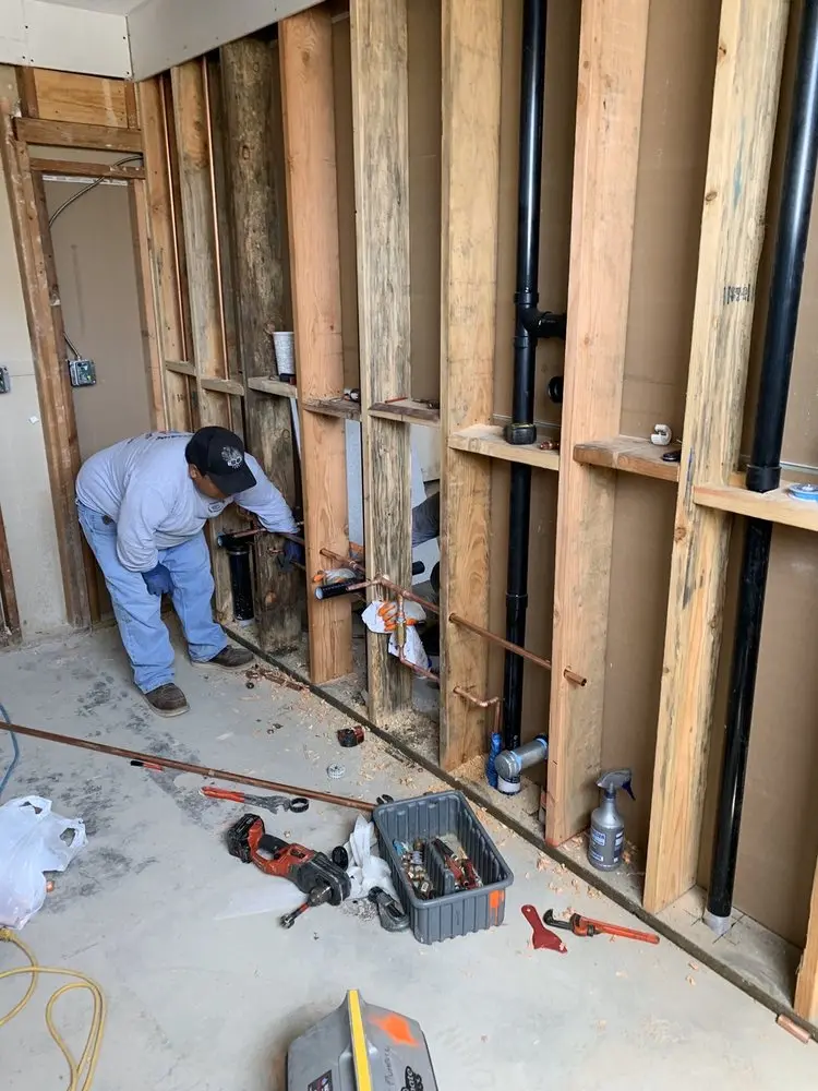 Commercial rough-in plumbing for Trenchless Sewer Repair in Northeast Durham